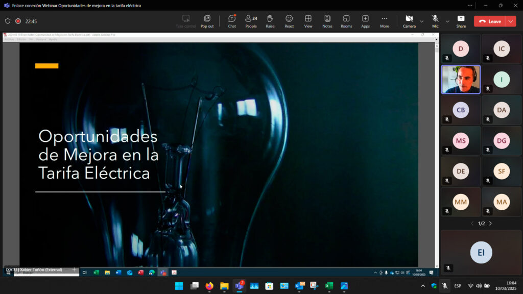 Webinar Oportunidades de mejora en la tarifa eléctrica